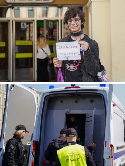 В Петербурге активист протестовал против запрета транспереходов  У Гостиного двора полицейские задержали..