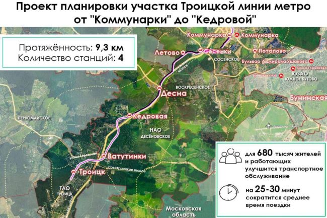 🚇 Утверждён проект планировки участка Троицкой линии метро с тремя наземными станциями («Сосенки»,..