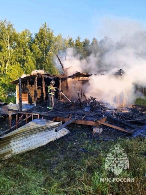 В поселке Большое Пикино сгорел дачный домик.  Спасатели говорят, что пожар начался потому, что в дом попал..