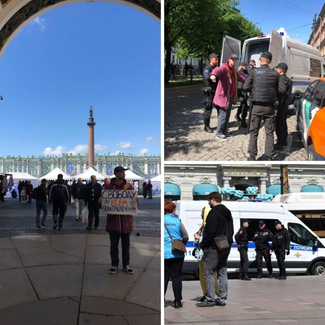 В центр Петербурга стянули автозаки. На Дворцовой задержали первого активиста  Акции в поддержку..