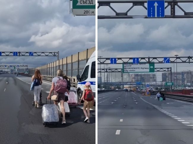 Пешком по КАД с чемоданами пришлось сегодня идти семьям с детьми, чтобы успеть на рейс в Пулково. Виной тому..