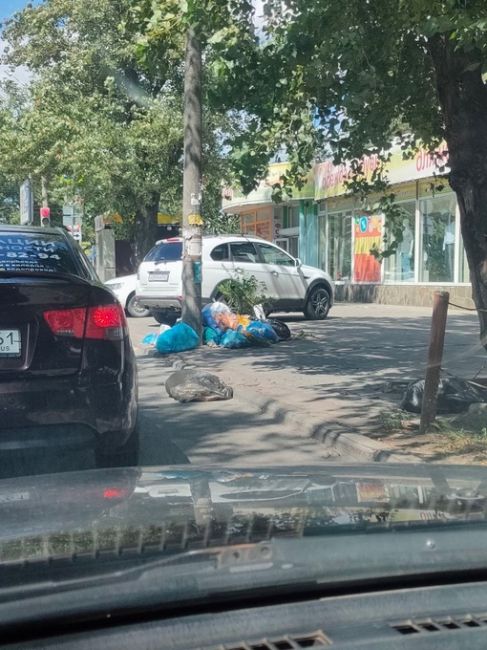 На Кулагина-Стачки. Нам пишут, что просто стоит гора мусора посреди улицы, которую никто не..