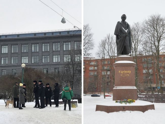 Суд пощадил петербуржцев, принёсших цветы к памятнику Тарасу Шевченко  Петроградский районный суд не стал..