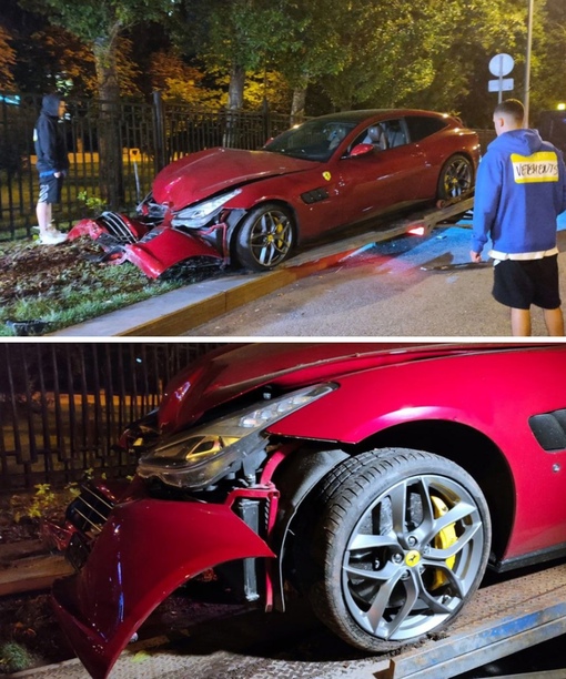 Богатые тоже плачут: на улице 1905 года Ferrari без номеров влетел в забор  Тачка за 13 миллионов – в хлам. Водитель..