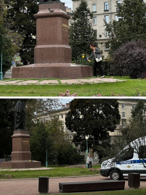 Петербуржцы сегодня несли цветы к памятнику жертвам политических репрессий на Воскресенской набережной, к..