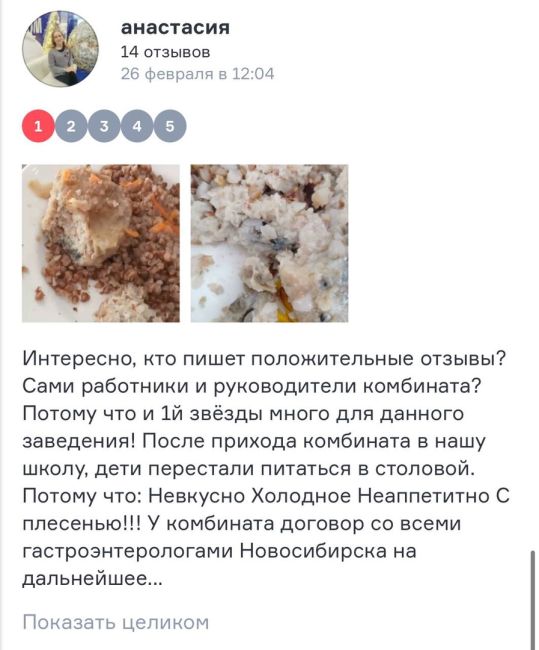 «Невкусное, с плесенью». Родители учеников Криводановской школы №22 пожаловались на питание  В отзывах на..