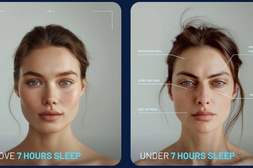 🥱 Как недосып влияет на внешний вид человека.  Если вы спите менее 7 часов, то на лице появляются морщины,..