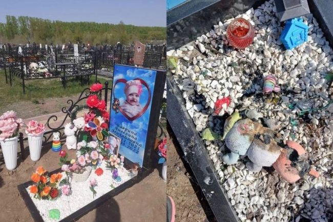 Вандалы подожгли могилу шестимесячной девочки, умершей после пластики в Новосибирске  Напомним, Ангелина..