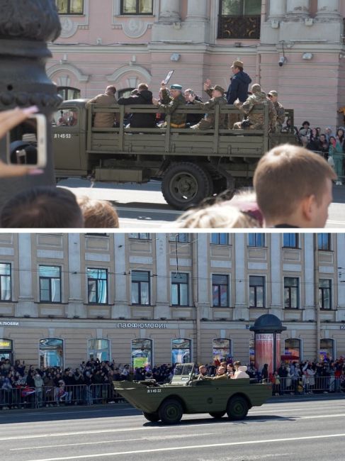 В Петербурге прошёл парад ретроавтомобилей, в которых вместе с ветеранами ВОВ сидели участники СВО...