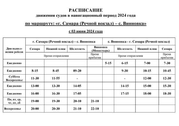 С 10 июня суда от Самары до Винновки будут ходить по новому расписанию  Перевозчик организует дополнительные..