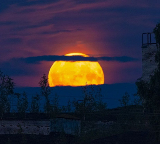 Невероятно красивое полнолуние запечатлели минувшей ночью фотографы в Петербурге и..