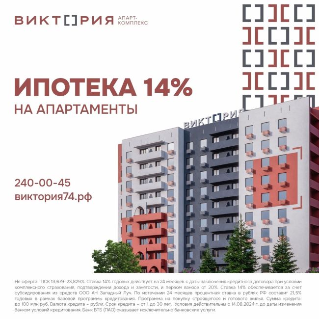 Ипотека всего 14% на апартаменты в комплексе "Виктория"😱 
Хотите стать обладателем современного жилья и..