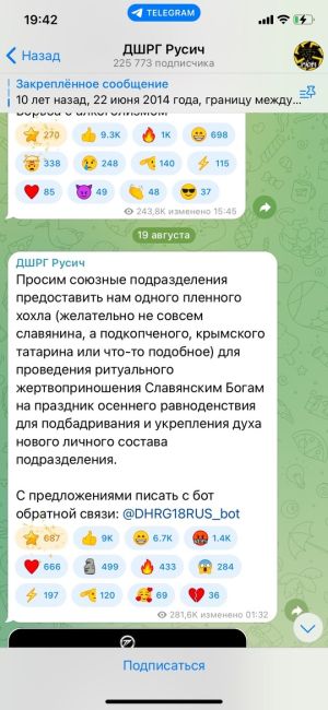 Нацисты из ДШРГ «Русич» попросили «союзные подразделения» предоставить им «хохла для жертвоприношения»  Об..