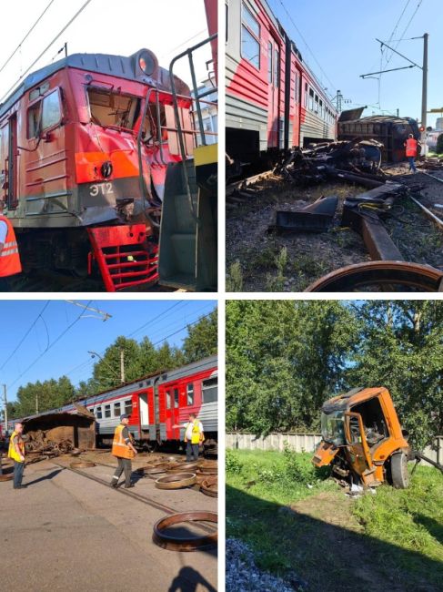 В Петербурге полная электричка столкнулась с грузовиком  Незапланированная встреча электропоезда с..