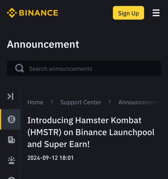 ⚡️ Успей запрыгнуть в последний вагончик) https://t.me/hamster_Kombat_bot/start?startapp=kentId282981951  Binance объявил о листинге..