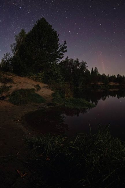 💙Отсветы полярного сияния на реке Узола 
Фото: Ян..