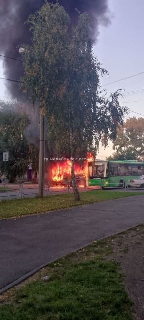 🔥 На улице Танкистов вспыхнул автобус  Полностью охваченный огнем ПАЗик пару часов назад тушили пожарные..