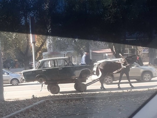 🚗🐴 Суровый Челябинск: у нас даже эвакуаторы — с лошадиной тягой!  В Челябинске появились новые "суровые"..