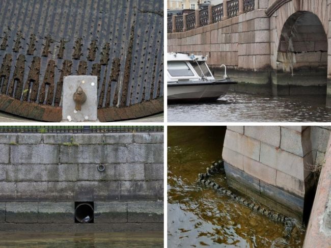 В реках и каналах Петербурга упал уровень воды и теперь прохожие могут увидеть то, что обычно скрыто.  По..