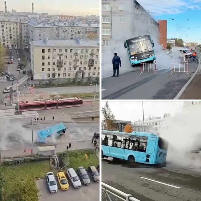 В Петербурге провалился под землю лазурный автобус  Очередной прорыв произошёл сегодня утром на..