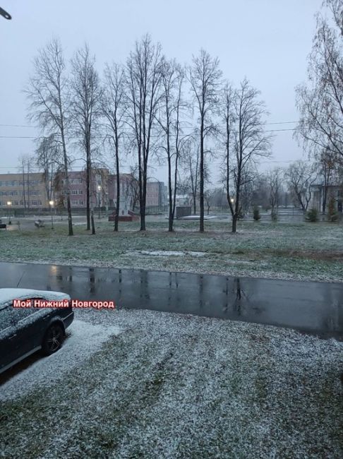 💙В Нижний Новгород пришел снег с дождем в компании с промозглым ветром  На дороги выехала спецтехника,..