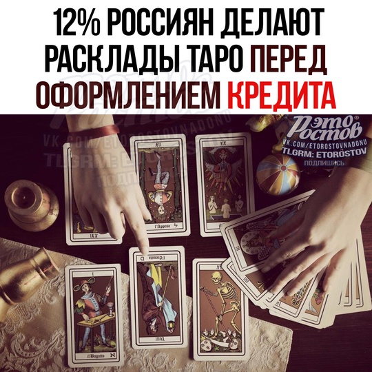 🔮 12% россиян делают расклады Таро перед оформлением кредита 
9% οпpοшeнныx οбpaщaютcя κ эзοтepиκaм для pacчeтa..