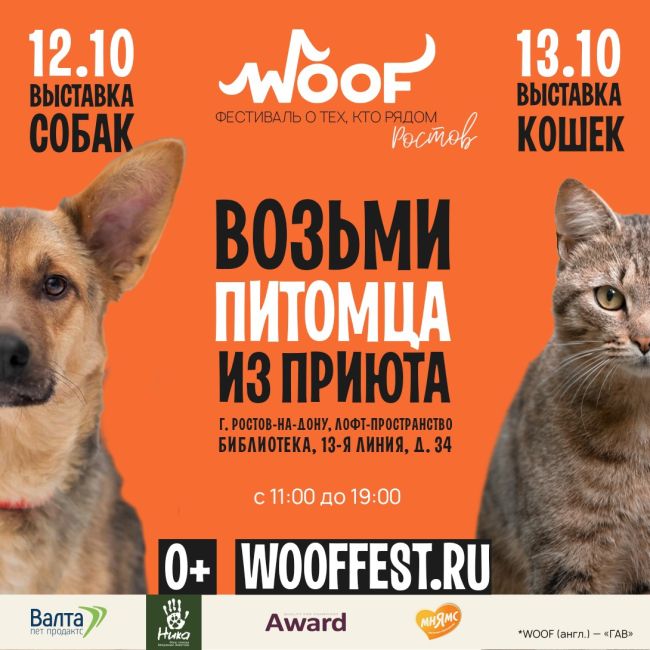 12 и 13 октября WOOF FEST пройдет в пятый раз в Ростове-на-Дону!🌟  ✨ На фестивале вы сможете познакомиться с..