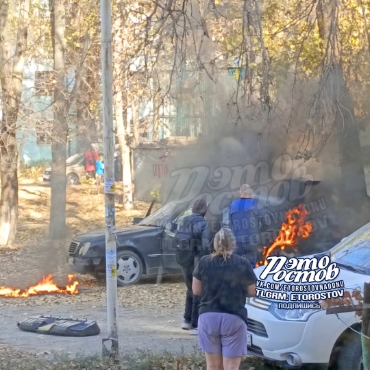 🔥Мерседес сгорел рядом с детской площадкой на пр.40-Летия Победы. Когда приехали пожарные, часть машины уже..