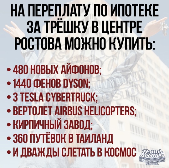 Немного занимательных цифр 🚀 Покупая в ипотеку трёшку в центре Ростова за 15 млн, общая переплата достигнет..