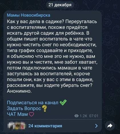 В новосибирских детсадах родители вынуждены сами чистить от снега площадки  Наступила зима, и в детских..