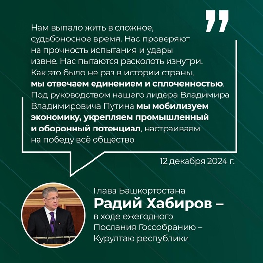 Что сказал Радий Хабиров в ежегодном послании к Госсобранию – Курултаю Башкирии. Основные тезисы в..