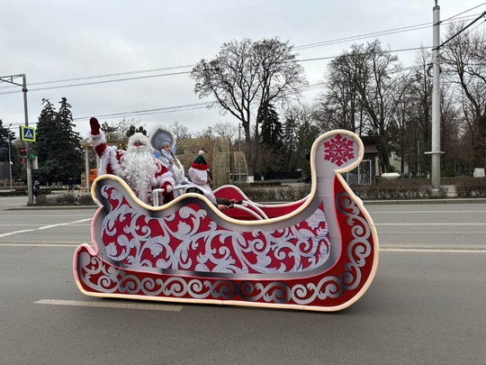 По центру Ростова курсируют новогодние сани!  У всех есть прекрасная возможность спеть новогодние песни,..