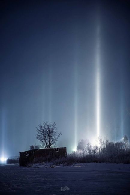 💙Сегодня ночью в небе над Нижегородской областью можно увидеть световые столбы.  Фото: Ян Кемпи 
Кто тоже..