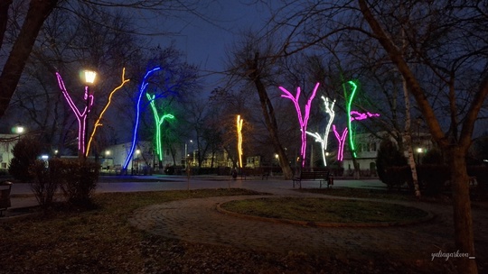 🎄 Парки в станице Старочеркасской в вечернее время обретают особую праздничную атмосферу.  фото: Юлия..